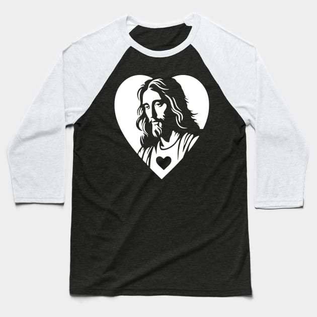 Jesus in my heart Jesus Silhouette Baseball T-Shirt by Hobbybox